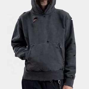 เสื้อฮู้ดดี้ผู้ชายไซส์ใหญ่ ผ้าฝ้ายออร์แกนิค 100% ทรงหลวม ไหล่ตก ล้างสีแบบแอซิดวอช สไตล์วินเทจ สำหรับฤดูหนาว  สั่งซื้อขั้นต่ำน้อย - Product Image 6