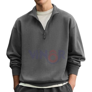 Sudadera polar con media cremallera para hombre con logotipo personalizado Quarter 1/4, media cremallera, cuello alto, Jersey de algodón de gran tamaño, sudadera Quarter - Product Image 2