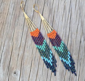 Nightlights Fan <b>Beaded</b> <b>Fringe</b> Earring Kit: Beginner <b>Beading</b> Kit - Product Image 1