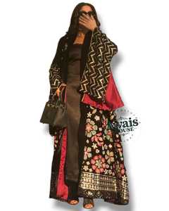 Kaftan Abaya Traditionnel Musulman AWAIS HOUSE en Velours Léger Grande Taille Longue à Perles Fait Main avec Ourlet Évasé pour Soirée - Product Image 1