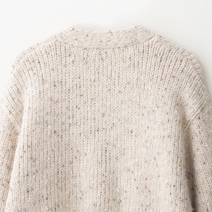 Cardigan en tricot élégant et respirant pour femme, style vintage, col en V ample, manches longues, motif à pois, boutons sur le devant, 100% coton - Product Image 3