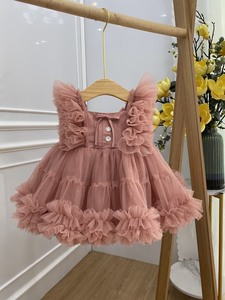 Haute qualité mignon licou Style princesse robe pour filles été couches maille grande taille ODM emballé Vietnam sac en plastique enfants - Product Image 2