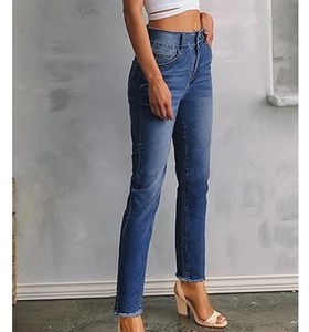 กางเกงยีนส์ทรงตรงขากว้างสำหรับผู้ชายกางเกงออกกำลังกายกลางแจ้งฟิตเนสทรงปกติแบบลำลองด้านหน้าเรียบ - Product Image 4