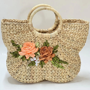 Innovador bolso de jacinto de agua Natural hecho a mano, doble cierre abierto, forma Regular, flores ecológicas con infusión natural - Product Image 1