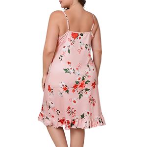 เดรสสั้นผู้หญิงสำหรับฤดูร้อน ผ้าลูกไม้สีชมพู เซ็กซี่ ไร้แขน คอวี ทรงเข้ารูป ระบายอากาศได้ดี เนื้อผ้านุ่ม ไซส์พลัส เหมาะสำหรับงานปาร์ตี้หรือใส่นอน ความยาวระดับเข่า - Product Image 2
