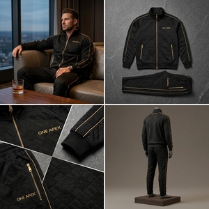 Custom Black Acid Wash Vintage Tracksuit Sweat Suit Full <b>Zip</b> <b>Hooded</b> Loose Fit Jacket Jogger Set Cotton Fleece OEM ODM - Product Image 5