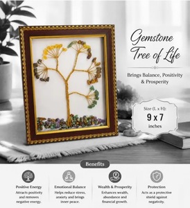Arte de Pared con Árbol de Piedras Preciosas Naturales, Marco Decorativo para Fotos - Product Image 1