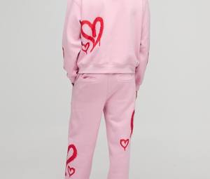 Ensemble de survêtements deux pièces couleur rose vif pour l'hiver pour hommes ensemble de pantalons de survêtement sérigraphiés fabriqués au Pakistan - Product Image 3