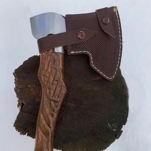 Wholesale Customized Bulk Orders OEM ODM Service Damascus Steel Industrial Tomahawk Hatchet Fine Leather Sheath Wood <b>Handle</b> - Product Image 6