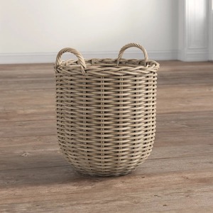 Panier rond en rotin avec poignée, panier de rangement fait main, vente en gros, écologique, fabriqué au Vietnam - Product Image 1