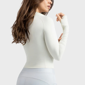 Vestes de sport à manches longues pour femmes, zippées, pour activités de plein air, fitness, yoga et course à pied, avec poches respirantes et sans coutures - Product Image 5