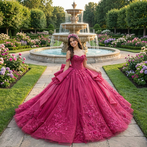 Robes de Quinceañera modernes pour femmes, style Sweetheart, épaules dénudées, bouffantes, 5799 - Product Image 1