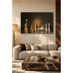 Impression sur toile des pièces d'échecs en or et argent Fida - Product Image 4