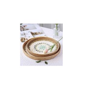 ถาดเสิร์ฟอาหารปอกระเจาหวายสำหรับตกแต่งทำด้วยมือพร้อมชุดตกแต่งกระดูก3ชิ้นถาดเสิร์ฟอาหารรูปทรงโค้งมน - Product Image 1