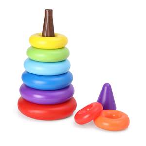 GIRNAR Jumbo Playset-Rainbow <b>Rings</b> for Sorting Nesting & <b>Stacking</b> Fun Way to Learn Sizes & Colors - Product Image 2