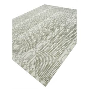 พรมลายเรขาคณิต Aakar by Kavi Eskn-339 ทำจากขนสัตว์และไหมไผ่ สีเขียว ถักด้วยมือ สำหรับใช้ในบ้าน - Product Image 2