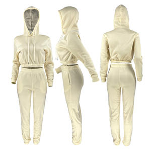 Survêtement deux pièces pour l'hiver en molleton de coton personnalisé Survêtement superposé Pull femme vierge à la mode de créateur personnalisé - Product Image 1