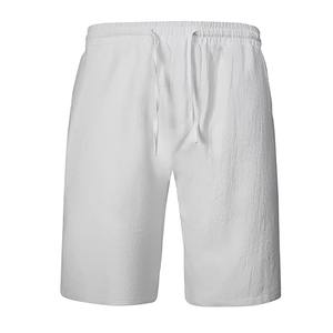 Pantalones cortos de lino para hombre, pantalones cortos deportivos de cinco puntos, transpirables, simples, pantalones cortos casuales finos de verano, pantalones elásticos de Color sólido - Product Image 2