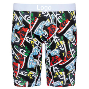 Vente en gros 100% coton Hommes Boxer Shorts Confortables et décontractés Sous-vêtements de sport Conception personnalisée Respirant Imprimé Logo Service OEM - Product Image 5