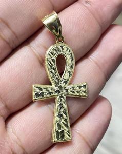Pendentif Ankh taillé en diamant Or jaune et blanc 10K Croix égyptienne - Product Image 2