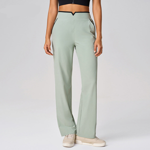 Pantalon de sport taille haute ample et jambe droite personnalisé pour femmes confort léger Golf avec poches en tricot extensible - Product Image 2