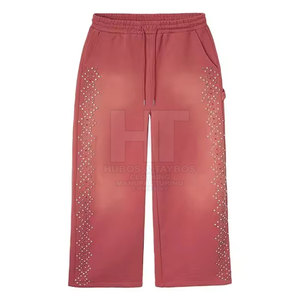 Design Your Own Logo Rhinestone <b>Trouser</b> Lightweight Casual Mid 100% Cotton Eco-Friendly Quick Dry Breathable <b>Drawstring</b> Men's - Product Image 6