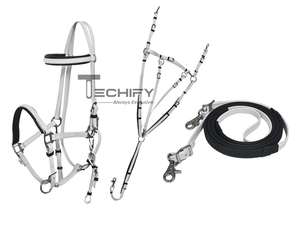Conjunto de Brida Premium para Caballo Blanco con Pechopetral, Riendas y Cuerda de Amarre, Arnés de Cuero PVC Duradero para Entrenamiento y Equitación - Product Image 4