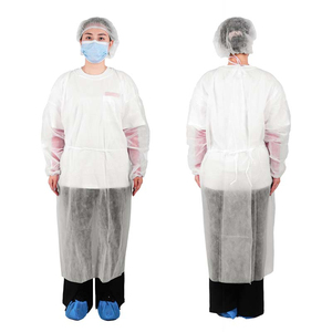 Robes jetables SMS standard avec attache à la taille et poignets élastiques pour l'hygiène hospitalière ou de laboratoire - Product Image 3