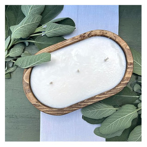 Precio al por mayor tamaño personalizado mango madera forma ovalada vela cuenco hogar boda MESA CENTRO DE MESA multiusos plato 100 Uds - Product Image 4