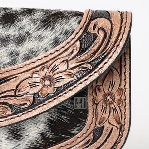 Portefeuille à rabat en cuir de vachette vintage pour femme, fait main, style western - Product Image 3