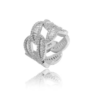 Dazzling Moissanite Hip Hop Style Wedding <b>Ring</b> Rhodium Plated Silver Sparkling <b>Unique</b> Design Bold Fashion Statement Gift for <b>Men</b> - Product Image 2