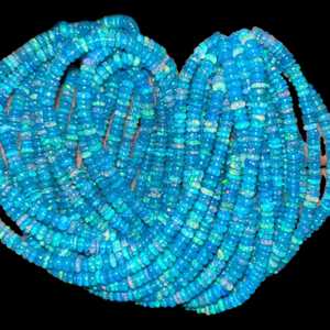 Cuentas Rondelle lisas de ópalo azul Paraiba, hebra de piedras preciosas naturales de 3-5mm para la fabricación de joyas, suministro de piedras sueltas al por mayor en todo el mundo - Product Image 6