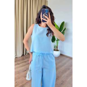 Basic Model Baby Blue <b>Linen</b> Wholesale <b>Set</b> - Baby Blue - Product Image 2