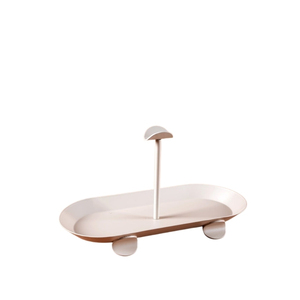 Plateau de service blanc Mate moderne avec poignées centrales artisanat en métal pour servir des collations de bonbons aux noix - Product Image 3