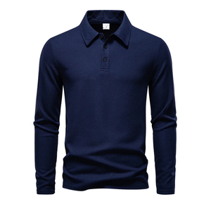 Camiseta Polo de Manga Larga Lisa con Logotipo Personalizado Bordado, Camiseta Polo de Manga Larga de Algodón y Poliéster al por Mayor para Hombre - Product Image 5