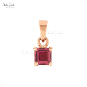 Pendentif solitaire minimaliste Pendentif en tourmaline rose naturelle en or rose 14 carats Pendentif en pierre précieuse carrée de 0.35 ct Fournisseur en gros - Product Image 1