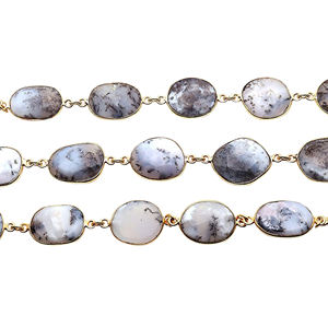 Conector de Bisel con Ópalo Dendrítico Chapado en Oro de 18k y Cadena de Plata Esterlina - Product Image 1