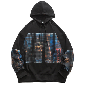 Pull à la mode avec logo personnalisé pour l'automne, mélange de polyester/coton, sweats à capuche imprimés pour hommes de grande taille - Product Image 5
