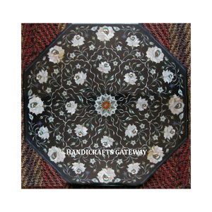 Octagonal Shape Black <b>Marble</b> Inlay <b>Table</b> <b>Top</b> of Best Workmanship Stander Quality Restaurant and Hotels Purpose <b>Marble</b> <b>Table</b> <b>Tops</b> - Product Image 1