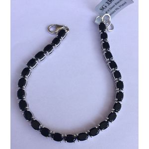 Bracelet tennis Shah Gems pour femme en spinelle noire naturelle, bijoux de mode en argent sterling 925 - Product Image 1