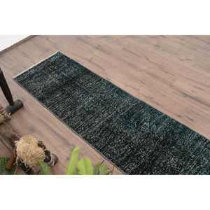 Turkish <b>Runner</b> <b>Rug</b>, 1.8x6.7 ft Vintage <b>Rug</b>, Black Floral Wool <b>Rug</b> - Product Image 5