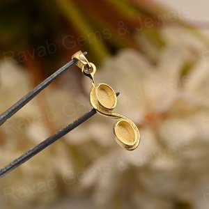 เงินแท้ 925 ชุบทอง 14K ขนาด 26 มม. รูปทรงวงรีบิดเกลียว ตัวเรือนแบบกึ่งสำเร็จรูปสำหรับใส่เรซิ่น ชิ้นส่วนเครื่องประดับ - Product Image 2