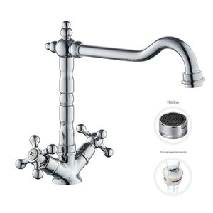 Robinet d'évier de cuisine série Old England bec pivotant avec finition chromée robinet simple pour style de cuisine - Product Image 2