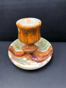 Calice et support décoratifs en onyx multicolore, élégante décoration de table en pierre artisanale pour la maison et le bureau, idées cadeaux, art - Product Image 3