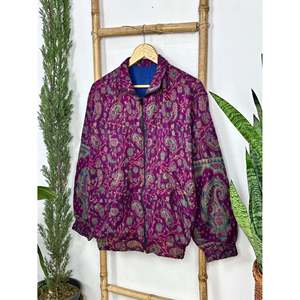 Boléro Bohème Chic Fait Main Réversible à Motifs Paisley et Floraux, en Laine de Yak avec Doublure en Soie, Col Montant et Décoration Rayée pour Printemps Automne - Product Image 6