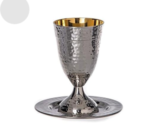 Top Shabbat Juif bénédiction religieuse tasse à vin Shabbat Vacances Kiddoush tasse en acier inoxydable avec argent et or - Product Image 2