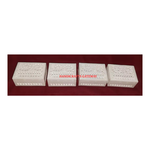 Nueva y atractiva última producción de mármol blanco, diseño creativo tallado a mano, cajas de joyería de forma rectangular en el mejor rango de precios - Product Image 1