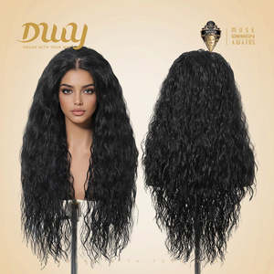 DWY High Quality Jet Black Front <b>Afro</b> Synthetic <b>Wig</b> Small Heat Resistant Glueless Premium Jet Black Front <b>Afro</b> Synthetic <b>Wig</b> - Product Image 4