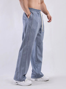 Unisex Custom Embroidered Sweatpants Oversized <b>Baggy</b> Flared Track Jogger <b>Trousers</b> 100% Cotton Straight Pattern-<b>Men's</b> Fashion - Product Image 4