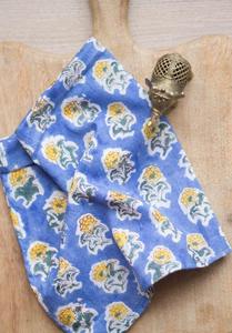 Serviettes en coton bio rectangulaires faites à la main en Inde, imprimées de motifs floraux, pour la décoration de la maison et les tables de repas, vente en gros - Product Image 2
